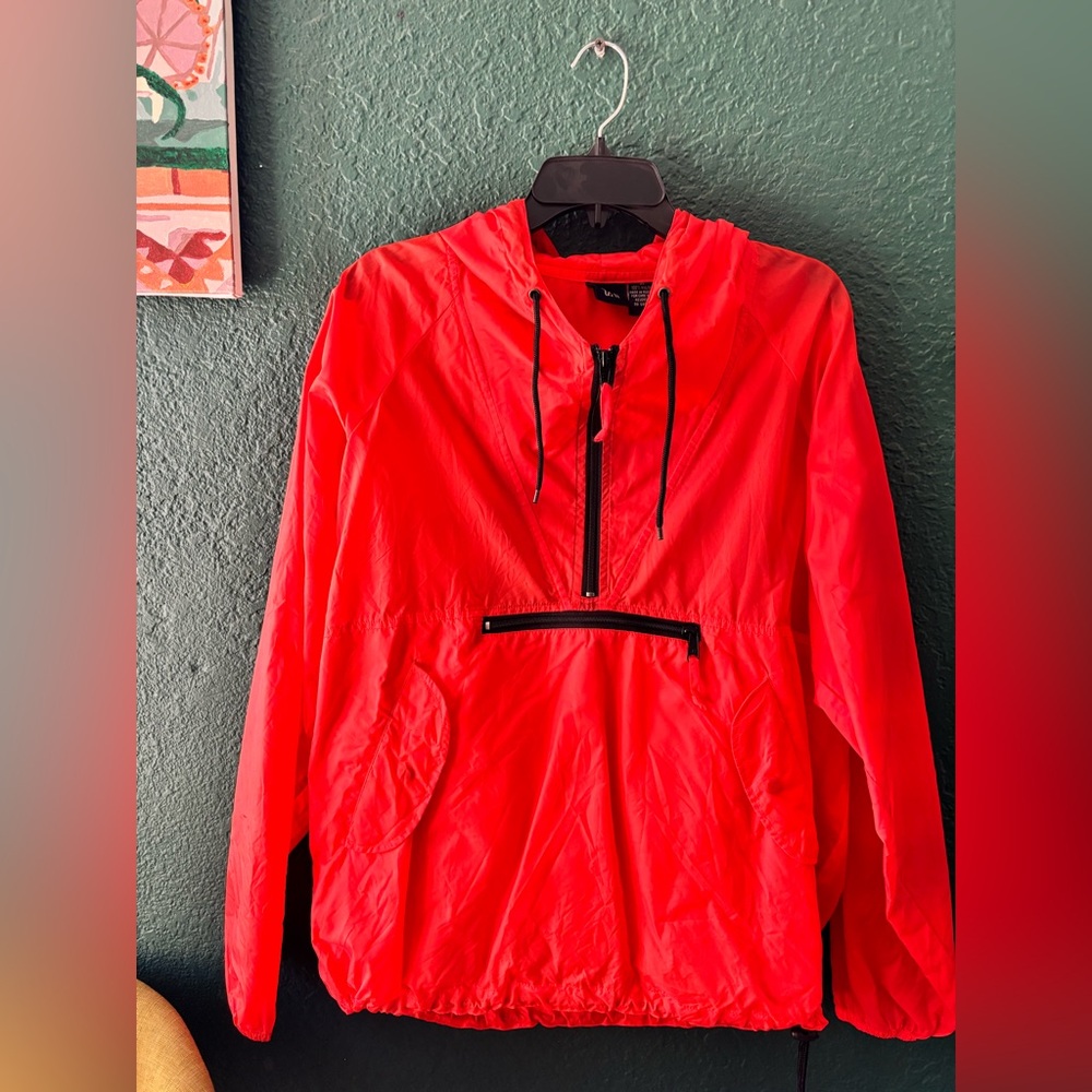 GAP Men's Red Windbreaker Jacket Large Nylon Hoodie Rain Jacket